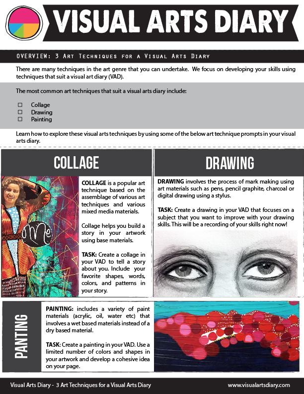 Visual Arts Diary - 3 Art Techniques